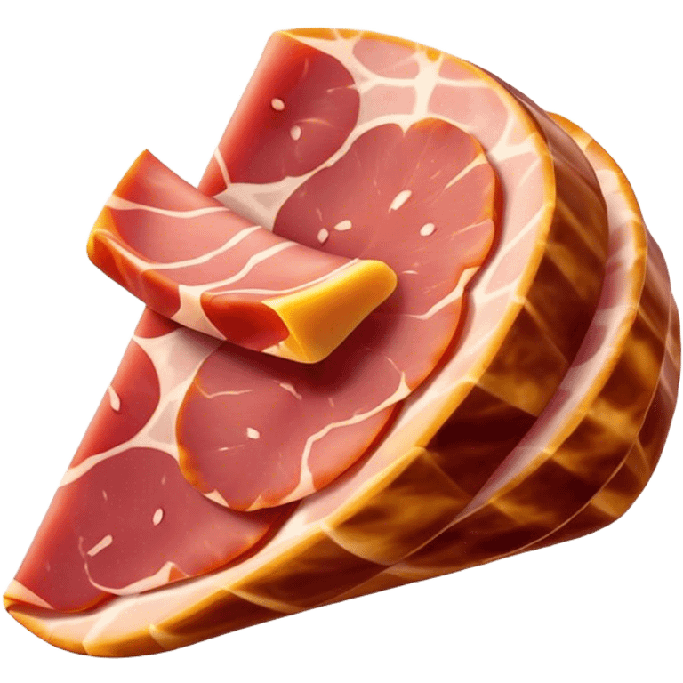 Cinematic Realistic Jam√≥n Serrano Dish Emoji, depicted as delicate, air-cured ham sliced thinly rendered with detailed textures and natural, inviting lighting. emoji