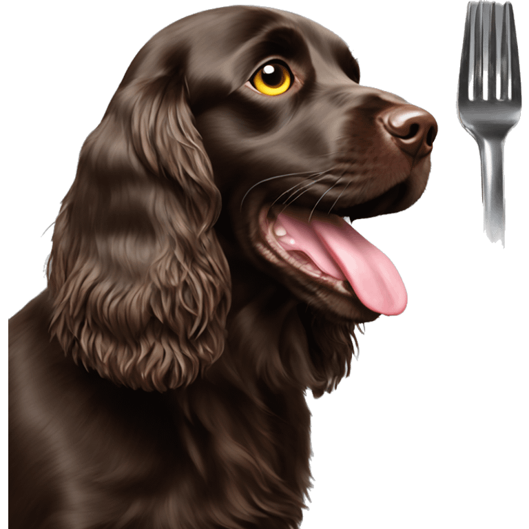 Boykin spaniel with a fork emoji