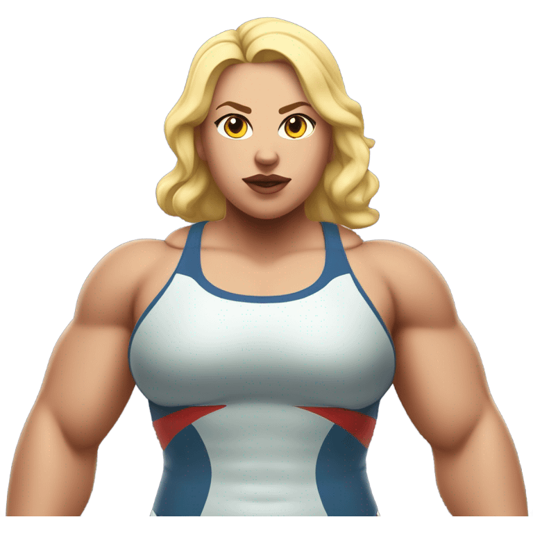 A blonde BBW female wrestler emoji