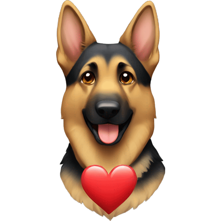 german shepherd with a heart emoji