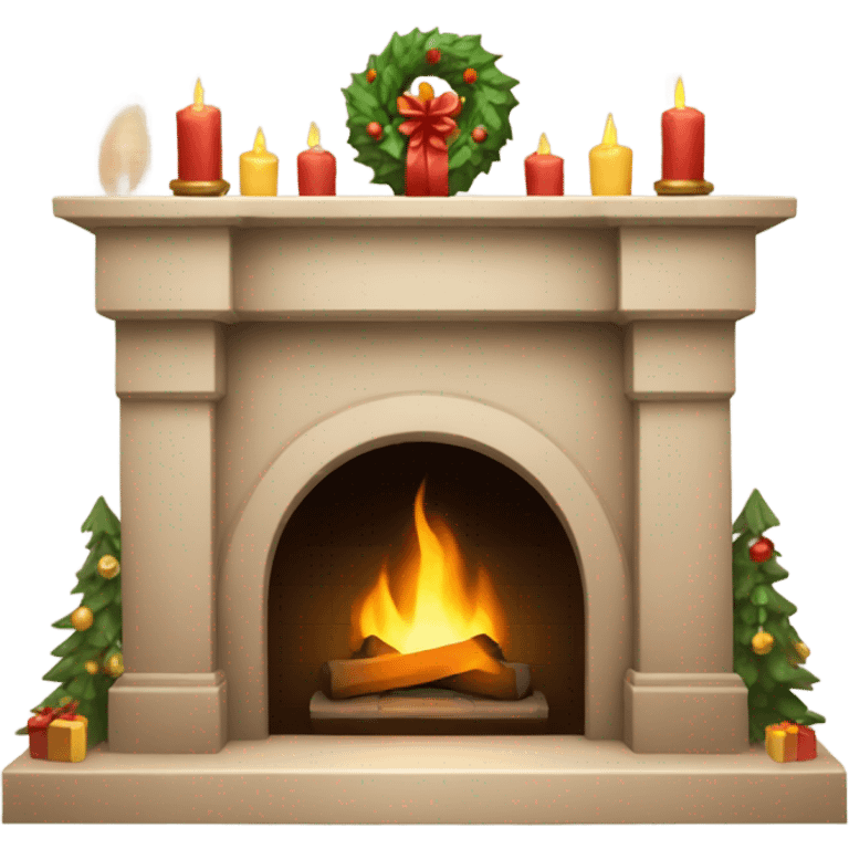 Beige colored christmas fireplace  emoji