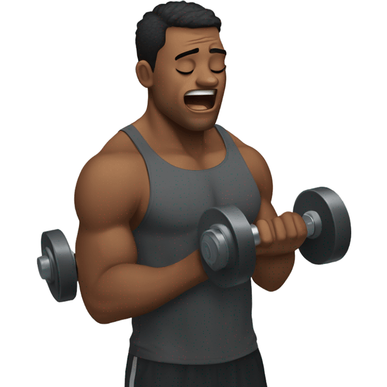  Man  crying with dumbells  emoji