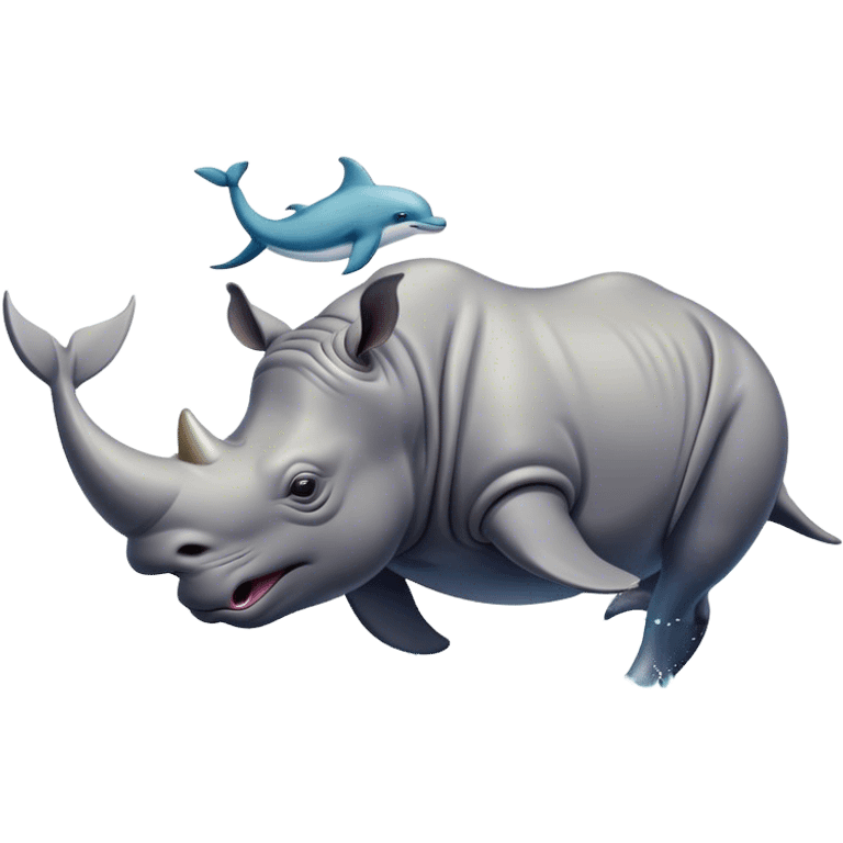 rhino fighting a dolphin emoji