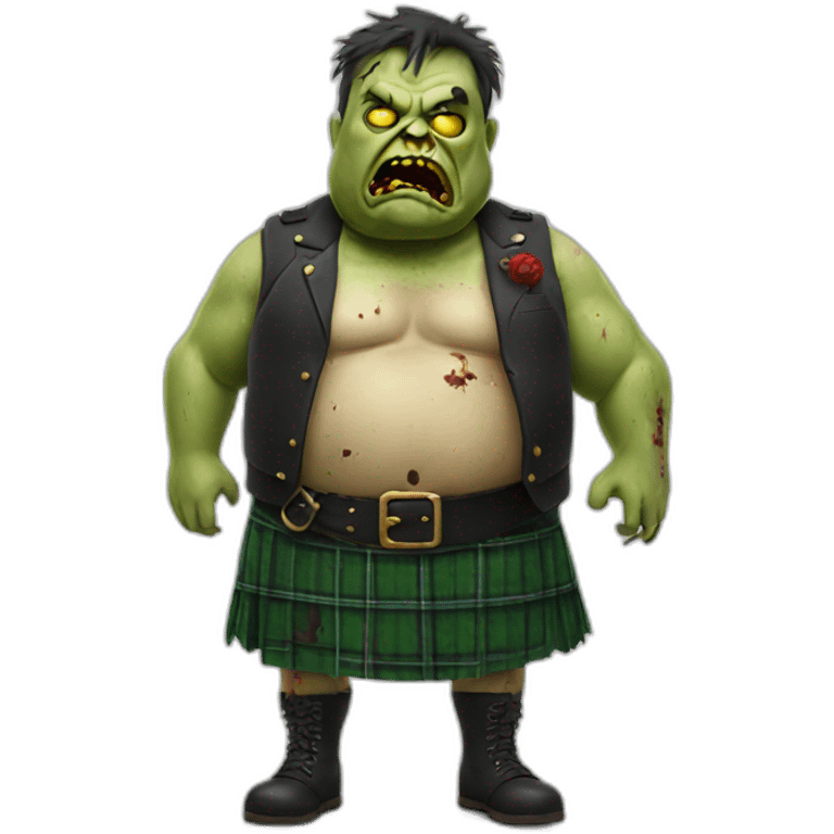 fat zombie wearing a kilt hyperrealistic emoji