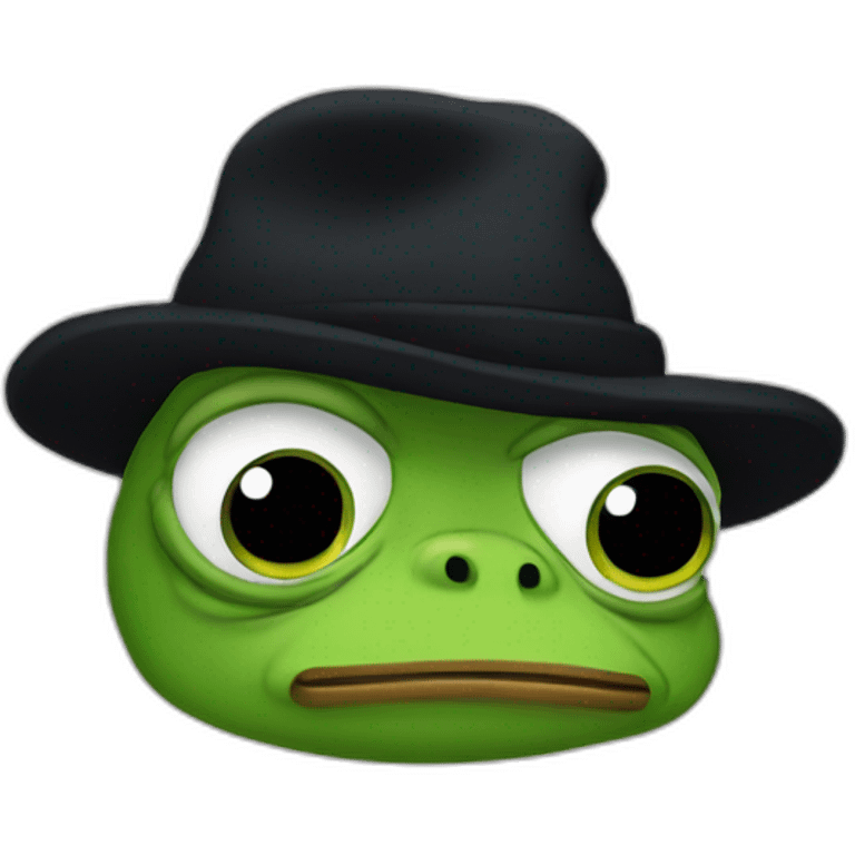 sad pepe the frog in black winter hat emoji