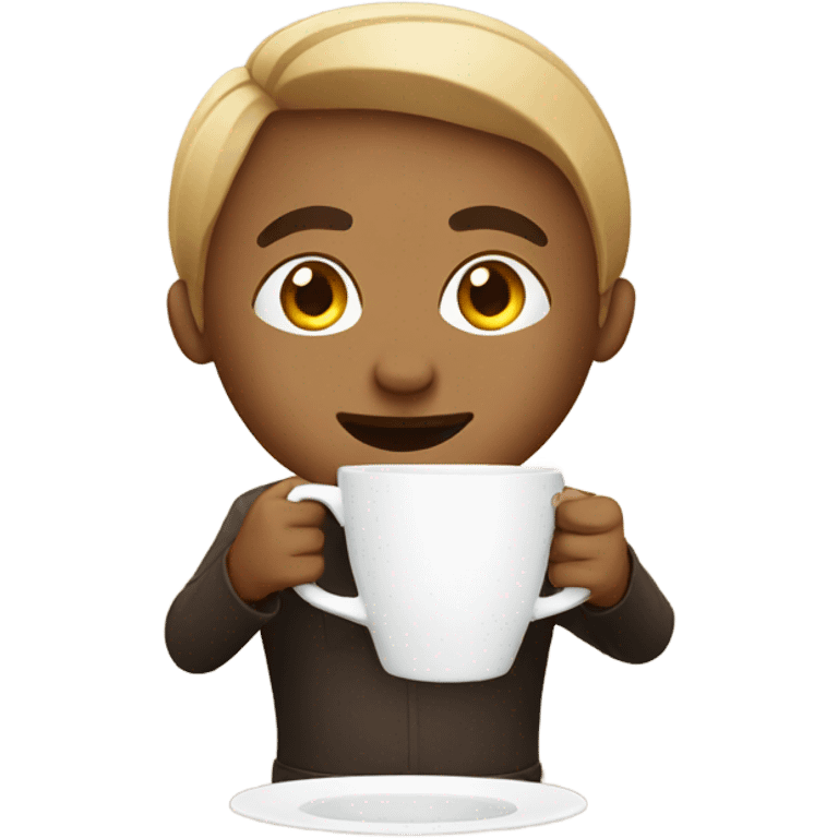 Angle working with coffee emoji