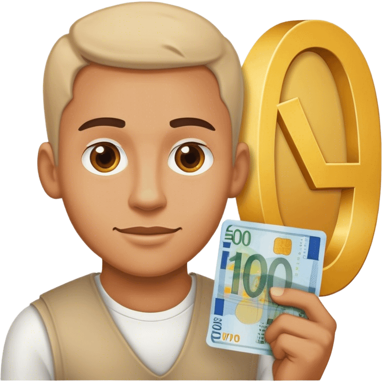 Hombre con cartel de 100 euros emoji