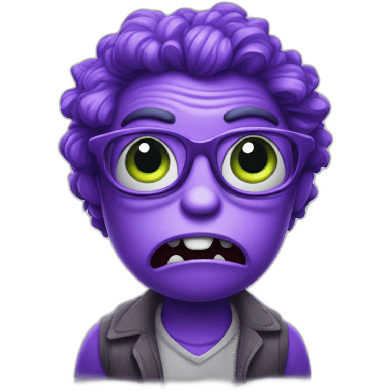 nerdy violet monster looking suspicious emoji