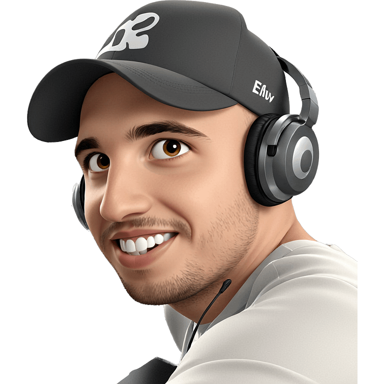 smiling boy with headphones indoors emoji