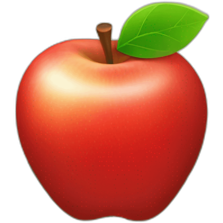 Apple red with green leaf, for an app logo emoji