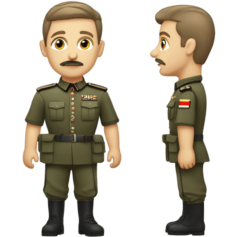 a guy with a small mustache in german army clothes, with one arm up, and an undercut hair cut emoji