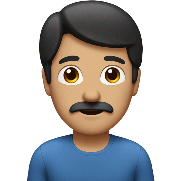 An emoji of a middle-aged father with black hair, a brown mustache, and wearing a black and blue top. emoji