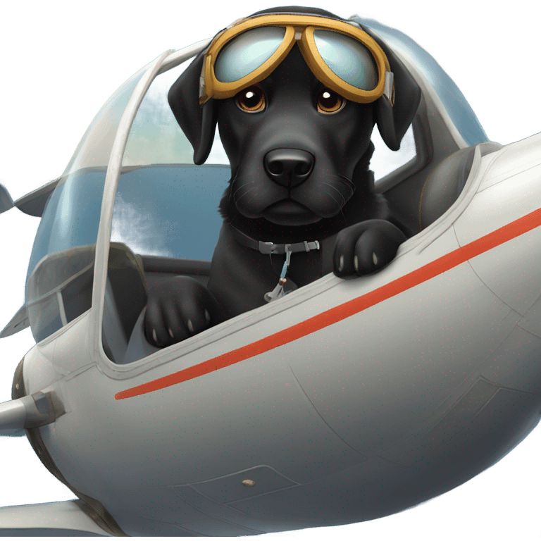 Black lab flying a plane  emoji