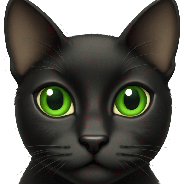 black cat with green upturned eyes  emoji