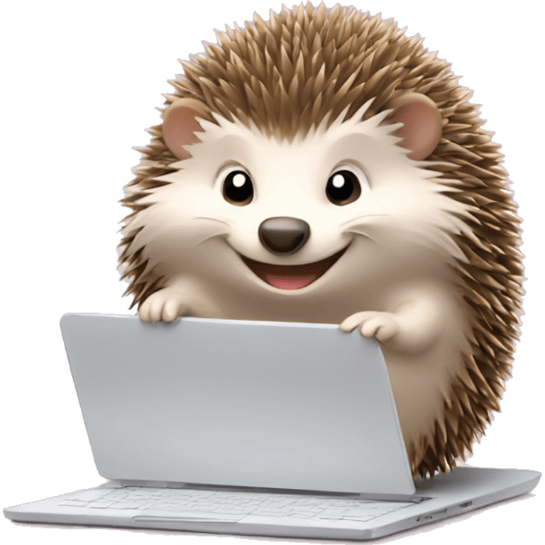 happy cute Hedgehog with a laptop emoji