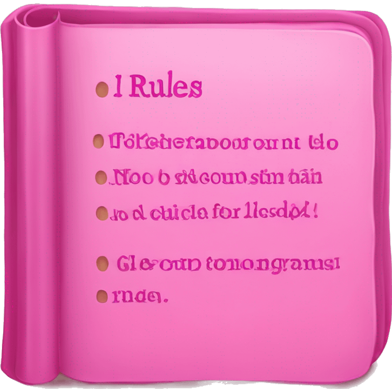 pink rulebook with DA Rules! written on it emoji