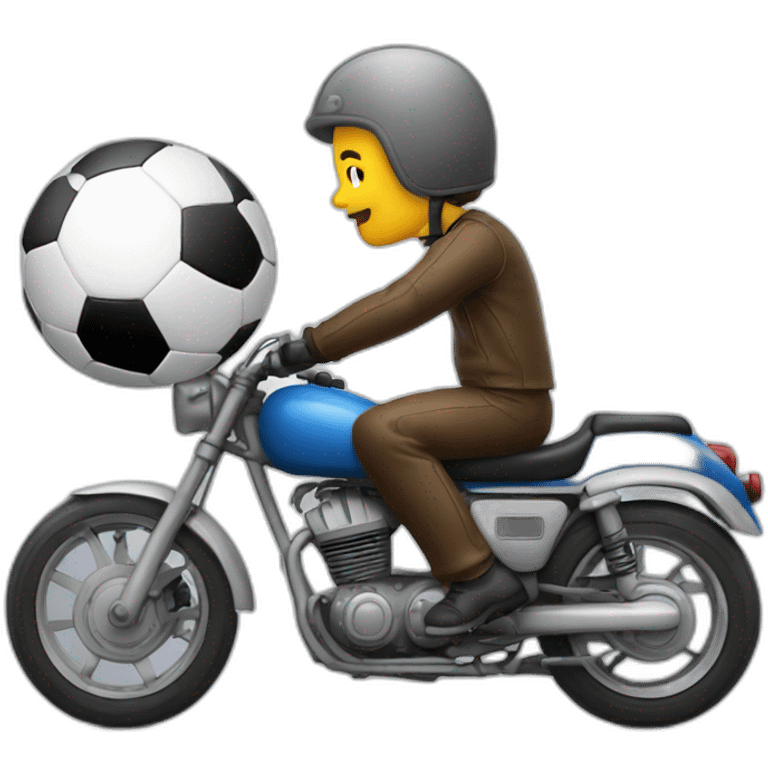 Ballon de football qui conduit une moto emoji