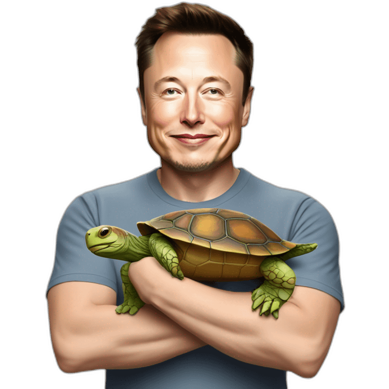 Elon Musk qui caresse une tortue emoji