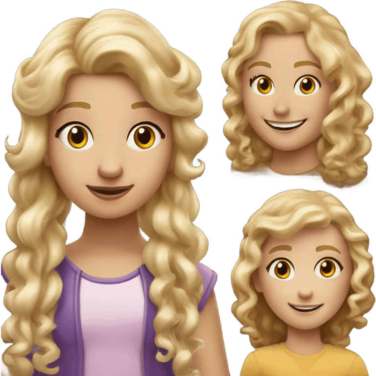 Ein Junge mit blonden locken und ein Mädchen mit blonden Haaren im Phantasialand küssen sich emoji