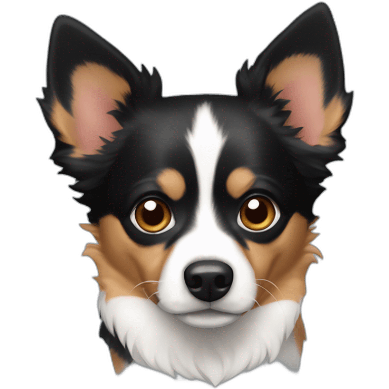 tri-color, predominantly black, chihuahua, australian shepherd dog mix emoji