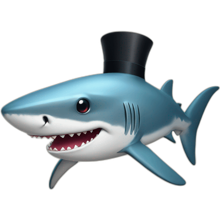 Shark with a top hat emoji