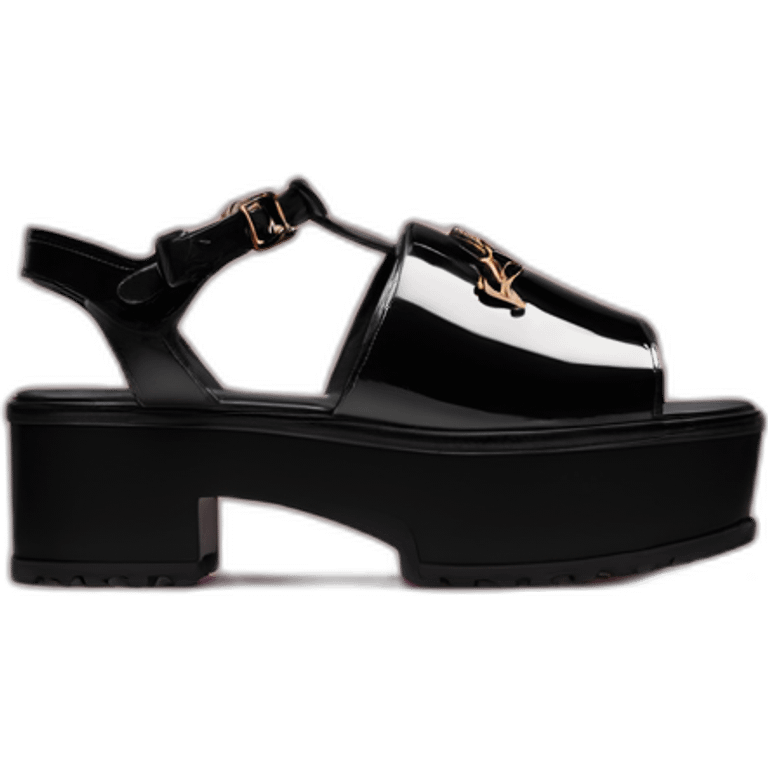 Ysl TRIBUTE PLATFORM SANDAL black PATENT LEATHER emoji