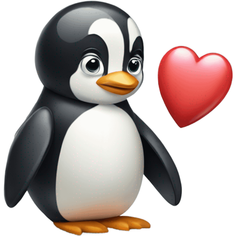 Penguin  holding a love heart  emoji