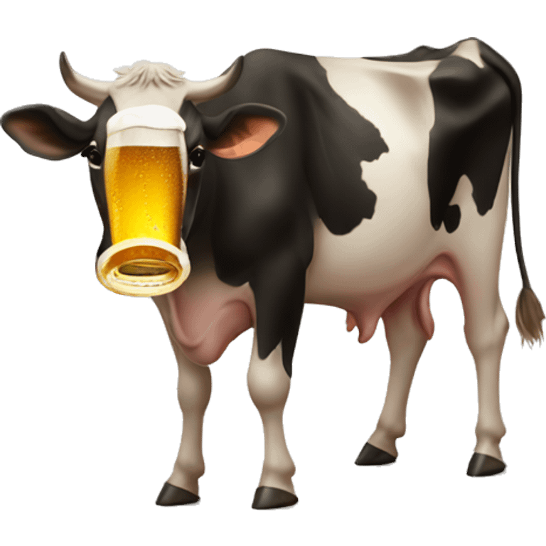 A cow drinking a beer  emoji