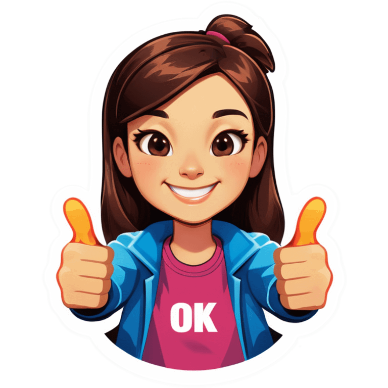 One thumbs up with Text „ ok angie“ emoji