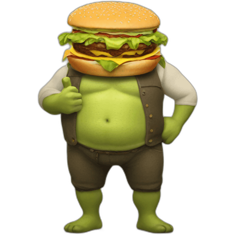 shrek with an burger emoji