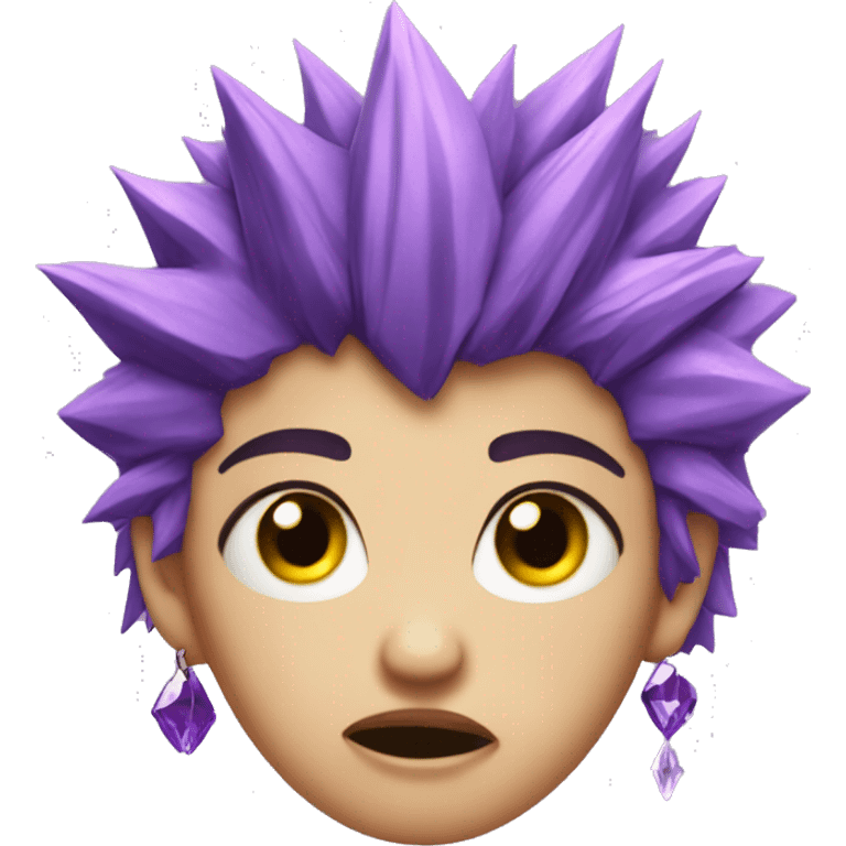 one girl with purple crystal spiky hair sad and tears crying unhappy sad eyes emoji