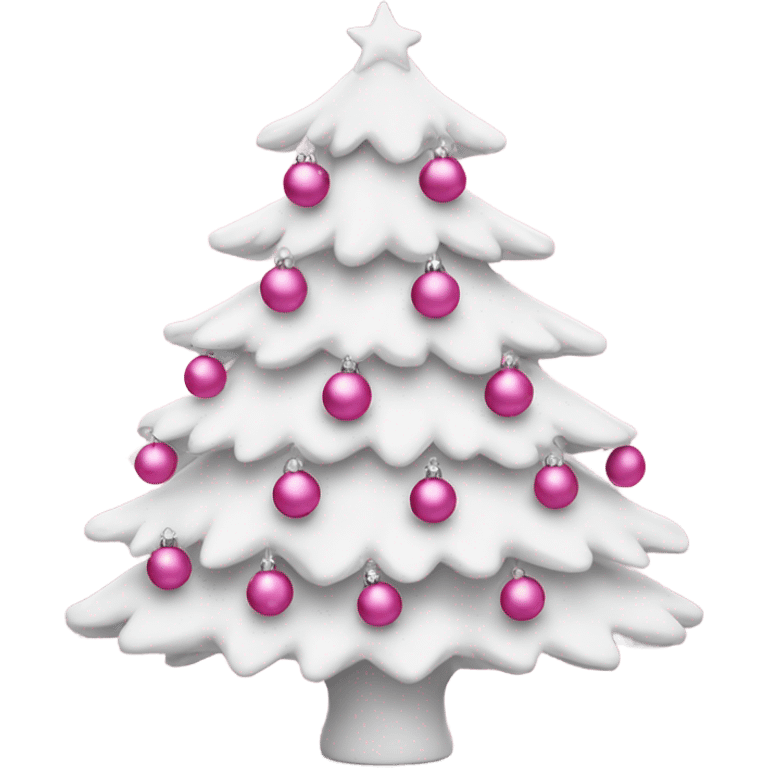 White Christmas tree with pink ornaments emoji