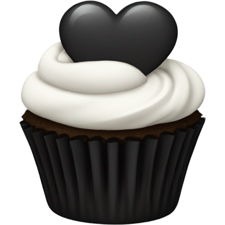 Black cupcake with white heart on top emoji