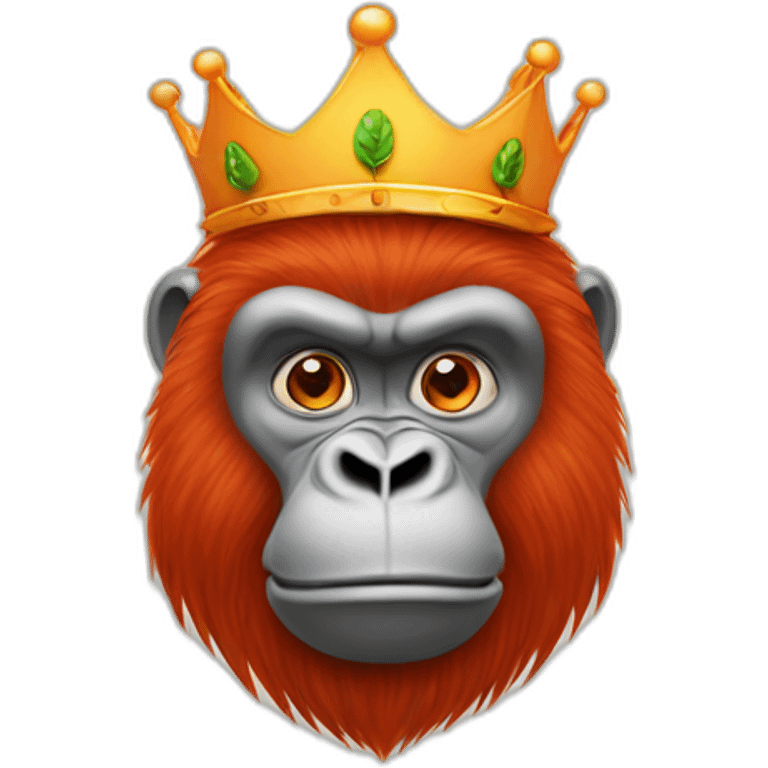 Red hair gorilla with a crown on with a carrot hanging out mouth emoji