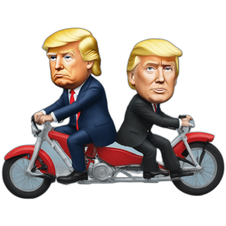 Donald trump et Emanuel Macron sur un vélo emoji