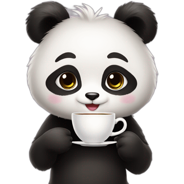 Cute Panda girl and cup of tea emoji