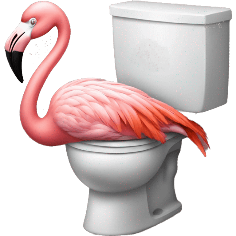 Flamingo sleeping in a hotel room by the toilet emoji