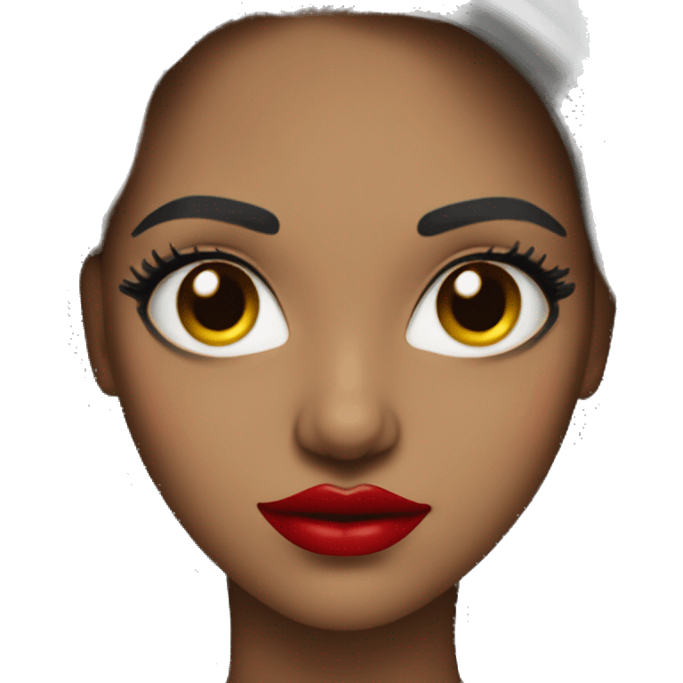 a woman with long eyelashes and bright red lipstick emoji