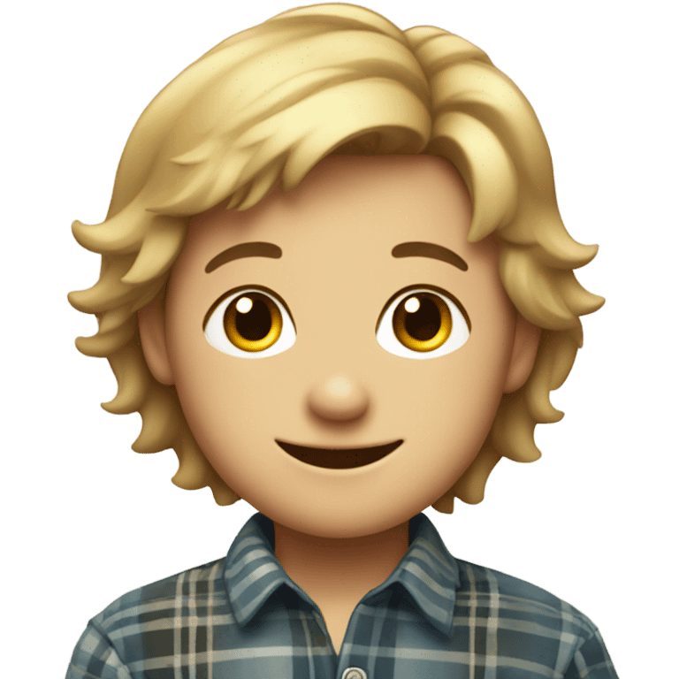 smiling boy in plaid shirt emoji