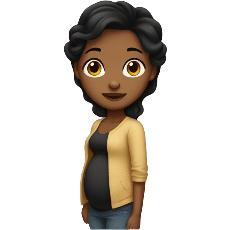 Brown girl with black hair pregnant  emoji