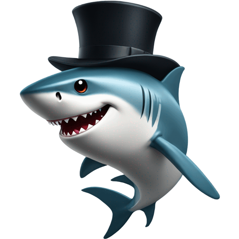 Shark with a top hat emoji