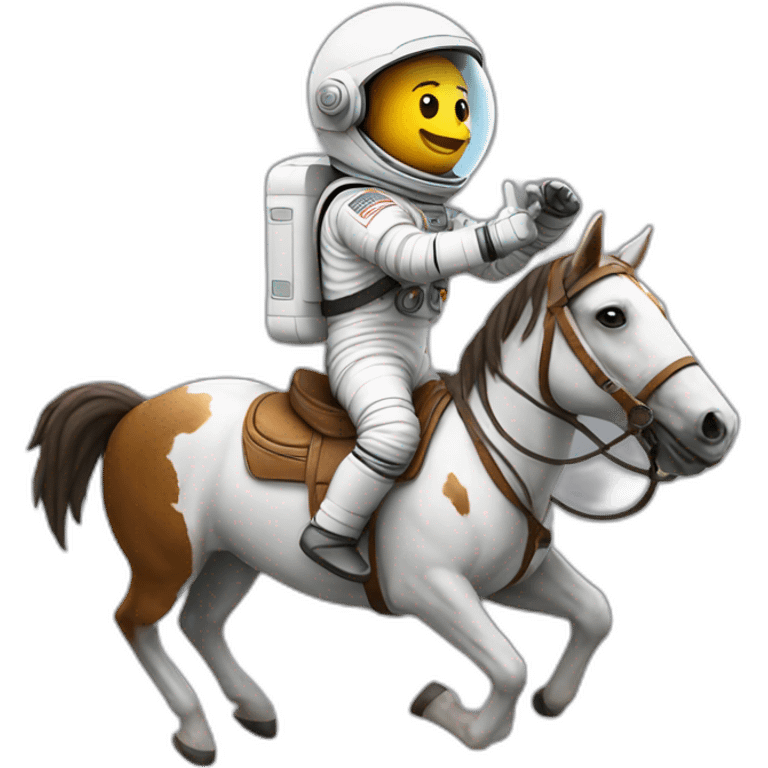 Astronaut with helmet closed riding a horse emoji