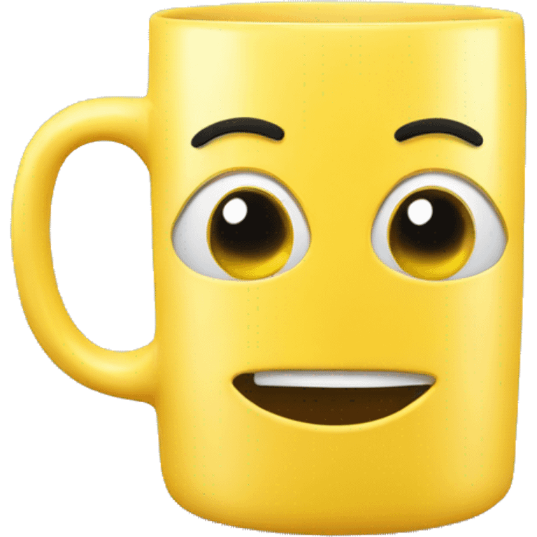 yellow mug with thumbs up and face emoji