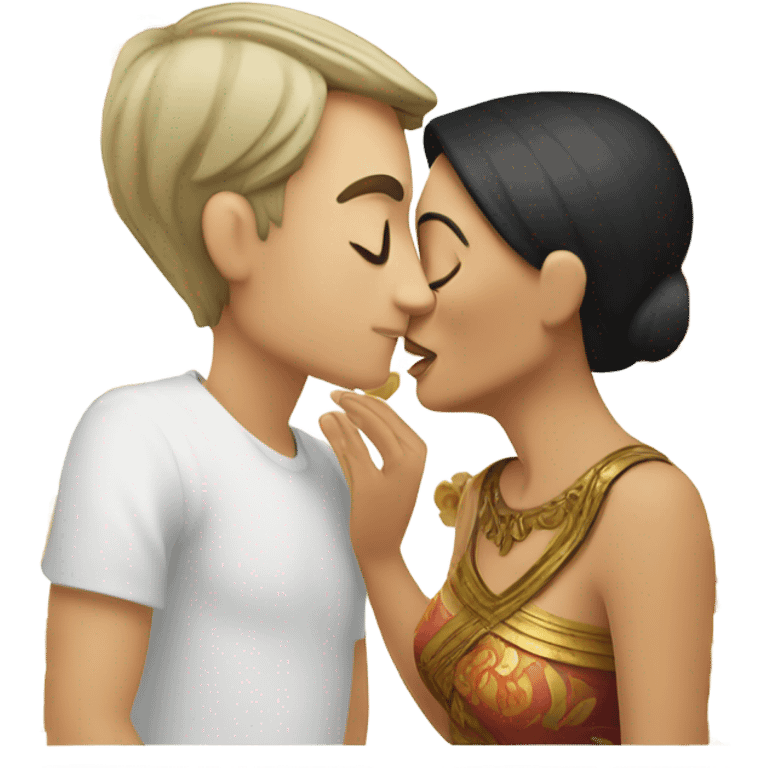 Balinese guy kisses a white-skinned girl emoji