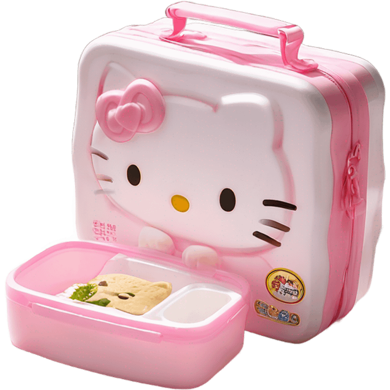 pink white light melody hello kitty sanrio cute lunch box white emoji