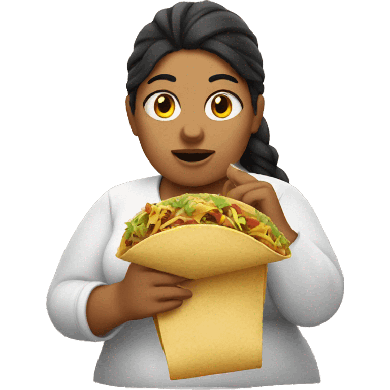 fat Mexican girl eating a taco  emoji