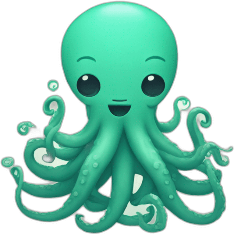 Cute kraken cute face eyes closed making yoga emoji