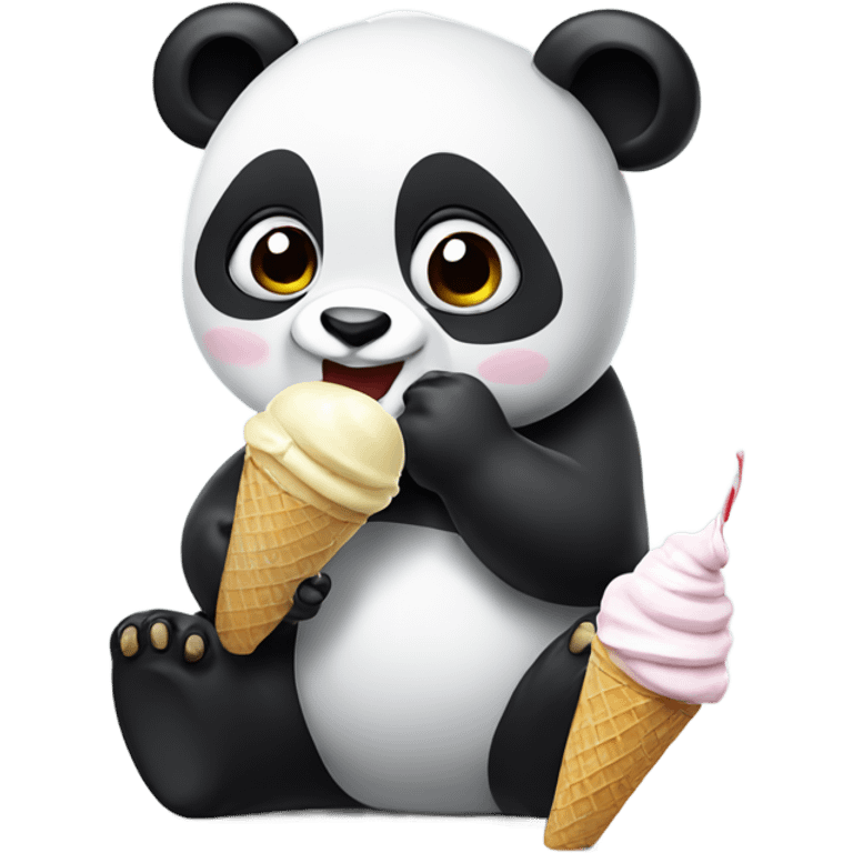 Panda eating ice cream emoji