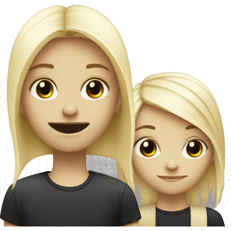 Blond girl who is happy next to a sad emo girl emoji