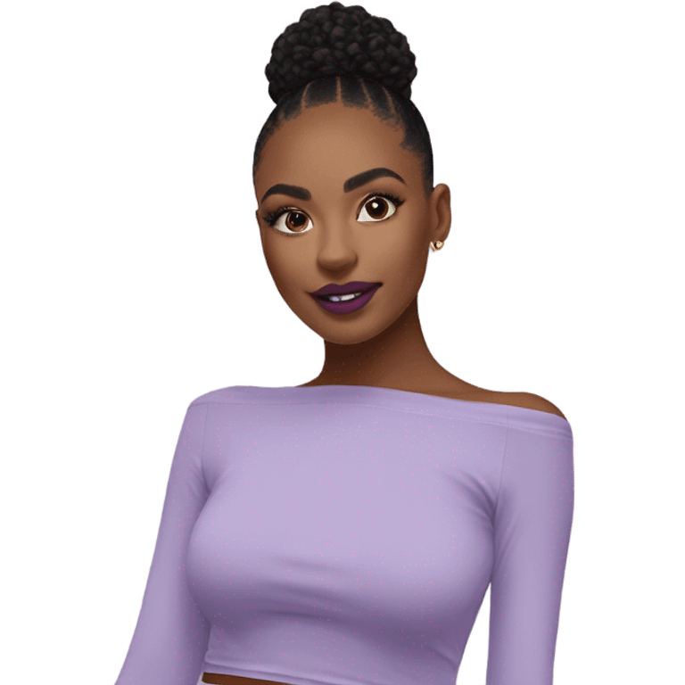 Lilac off shoulder Long sleeve flowy crop top, isolated emoji